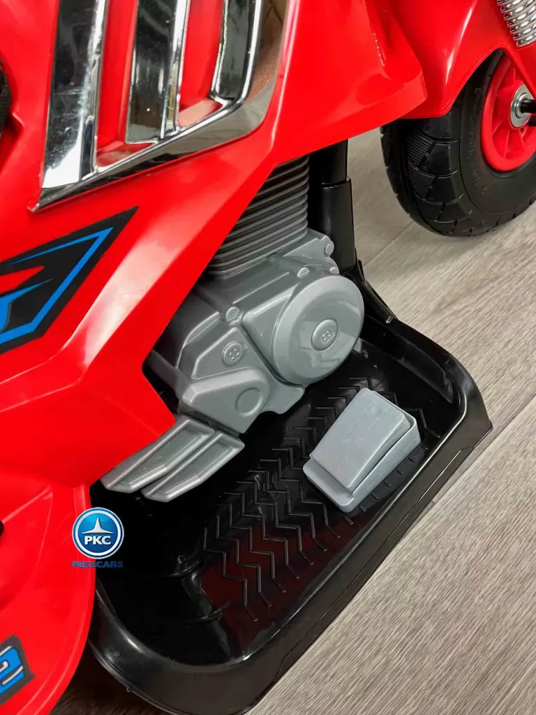 Moto electrica infantil de policia 12V Roja vista pedal de freno