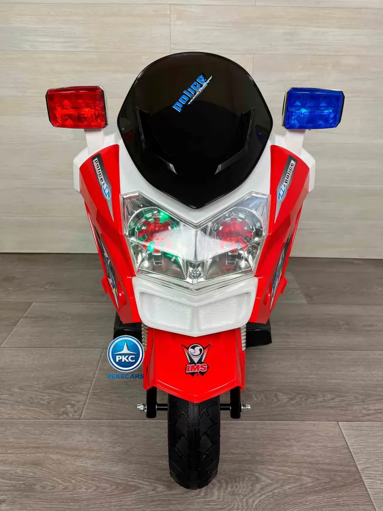 Moto electrica infantil de policia 12V Roja vista de frente