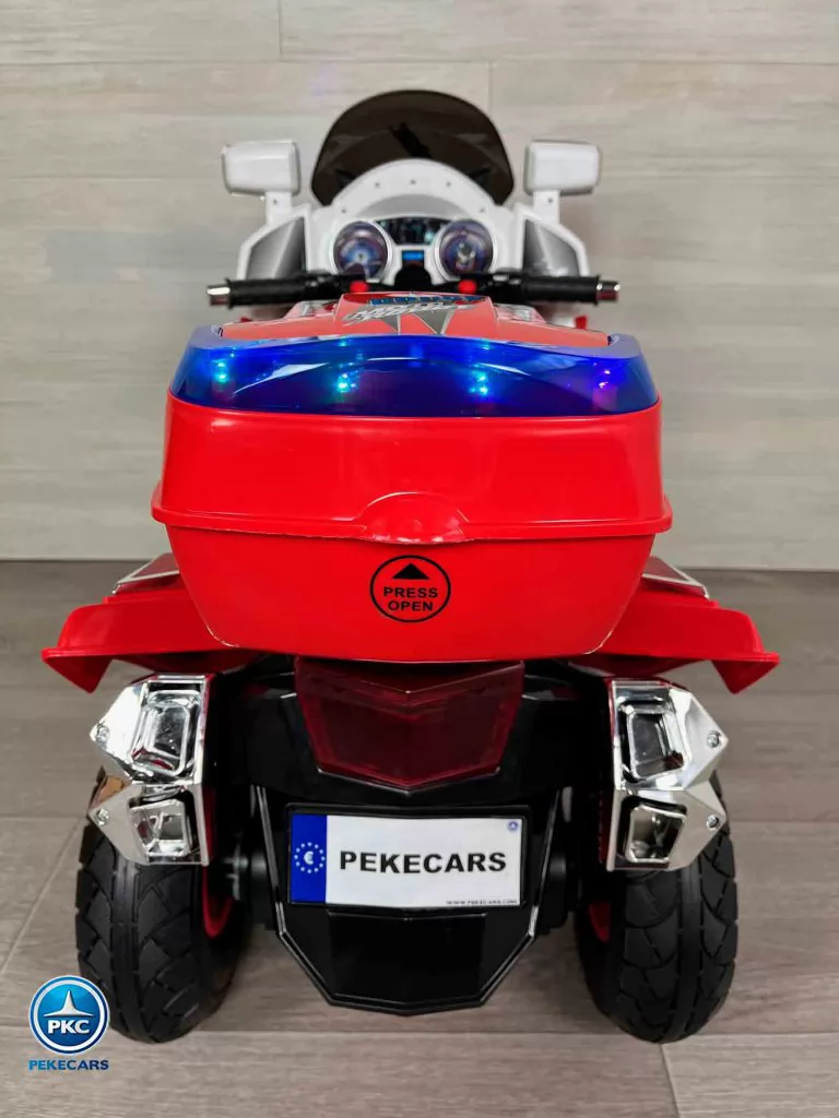 Moto electrica infantil de policia 12V Roja vista trasera