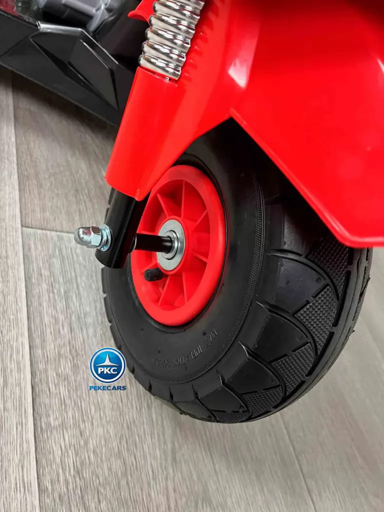 Moto electrica infantil de policia 12V Roja vista rueda delantera