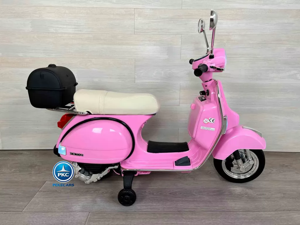 Moto electrica para niños Vespa Clasica Piaggio 12V Negra vista lateral