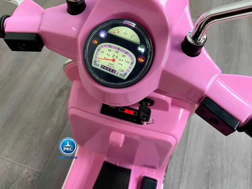 Moto electrica para niños Vespa Clasica Piaggio 12V Negra vista manillar