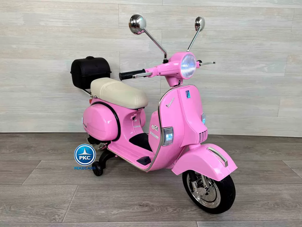 Moto electrica para niños Vespa Clasica Piaggio 12V Negra vista de lado