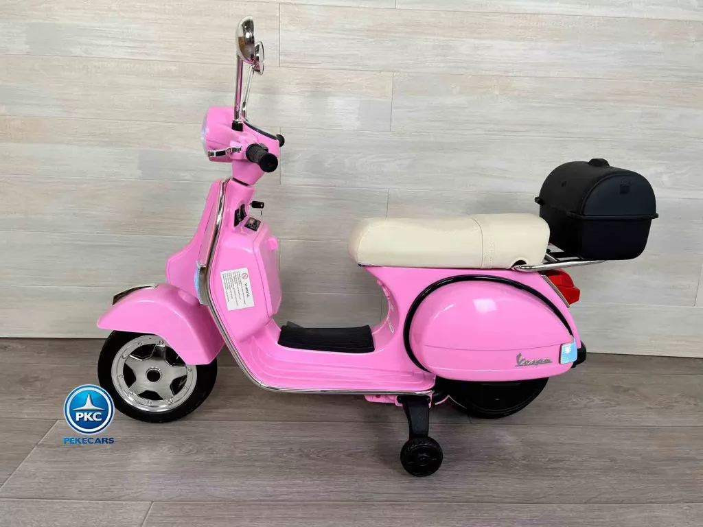 Moto electrica para niños Vespa Clasica Piaggio 12V Negra vista lateral