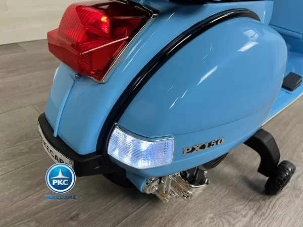 Moto electrica para niños Vespa Clasica Piaggio 12V Azul vista faro trasero