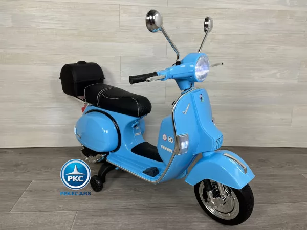 Moto electrica para niños Vespa Clasica Piaggio 12V Azul vista de lado