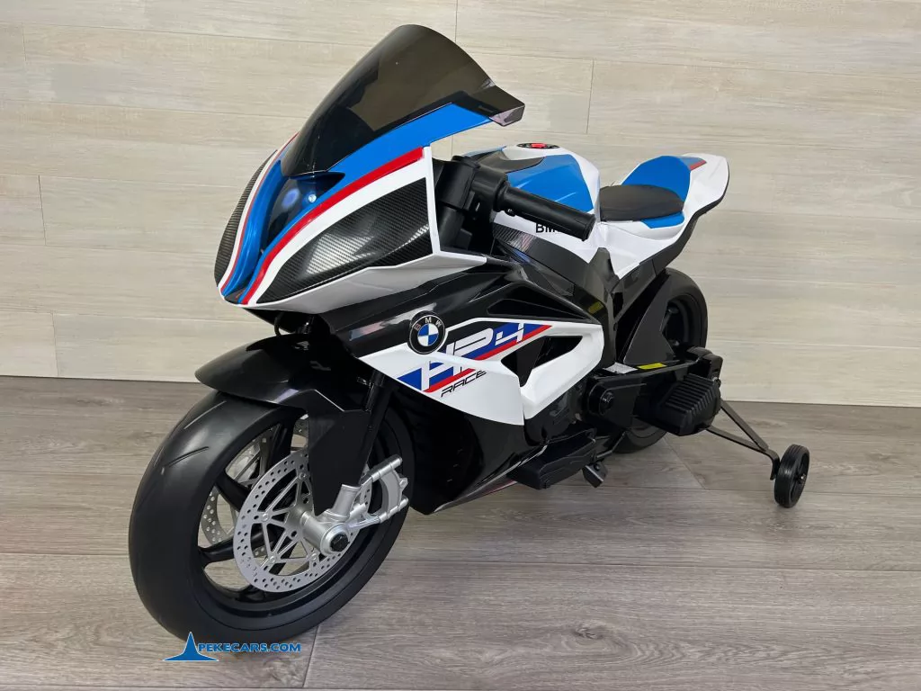 Moto eléctrica para niños BMW S1000RR BLANCA vista frontal derecha
