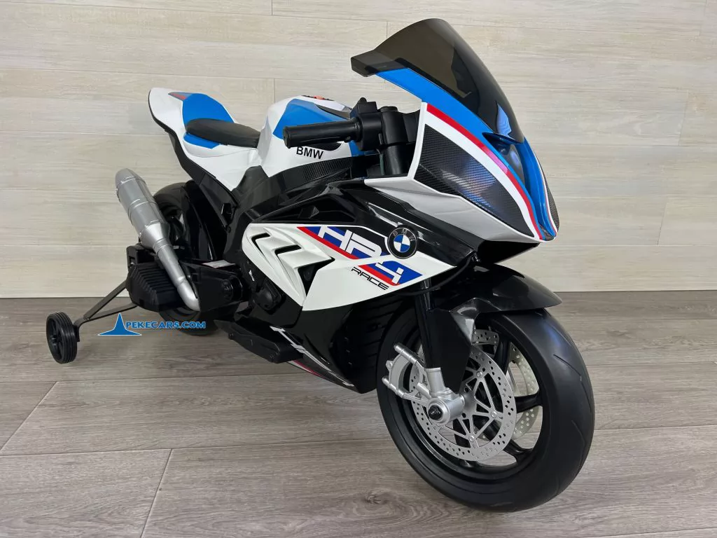 Moto eléctrica para niños BMW S1000RR BLANCA lado izquierdo frontal