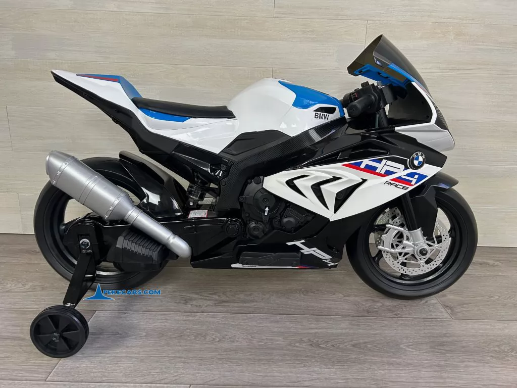 Moto eléctrica para niños BMW S1000RR BLANCA lado izquierdo