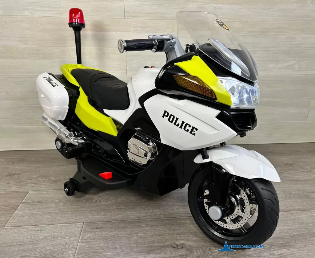Moto electrica de policia 2 plazas verde vista frente izquierda