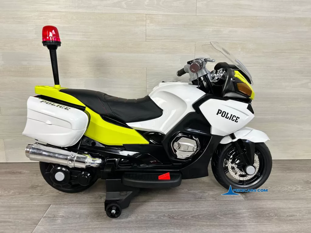 Moto electrica de policia 2 plazas verde vista lado izquierdo