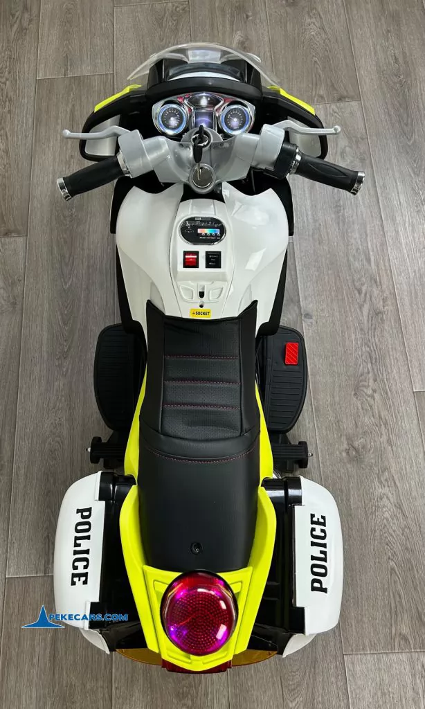 Moto electrica de policia 2 plazas verde vista arriba