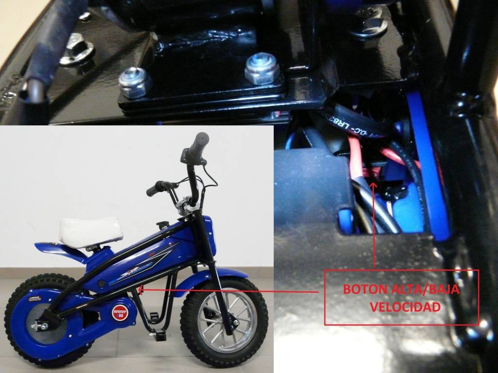 Moto electrica para niños Pekecars 200W 24V boton velocidad