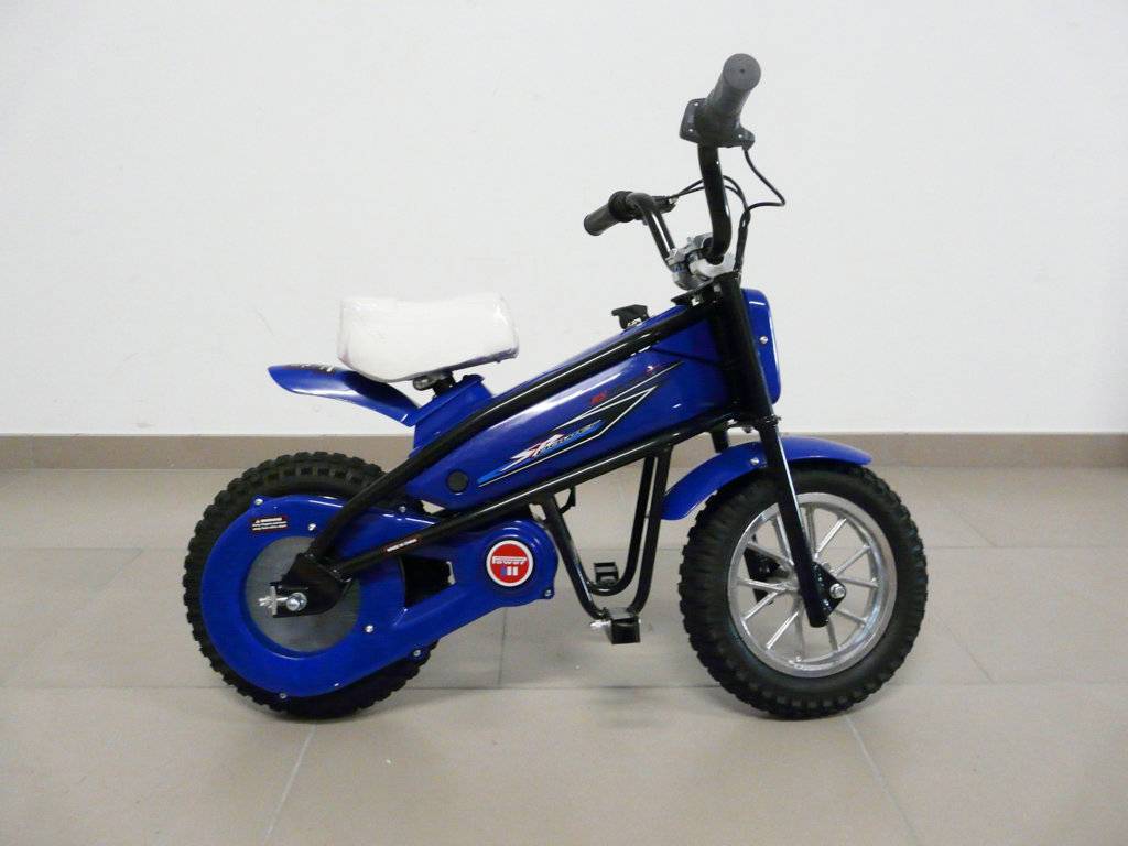 Moto electrica infantil Pekecars 24V 200W Azul de lado
