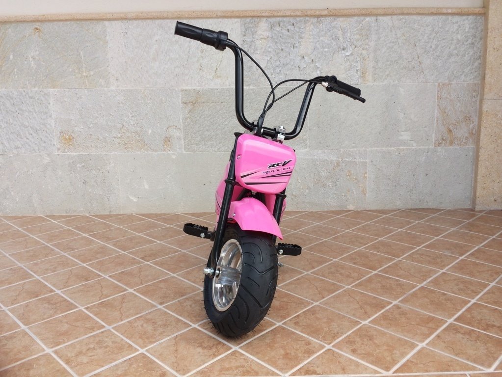Moto electrica para niños Pekecars 24V 250W Rosa frontal
