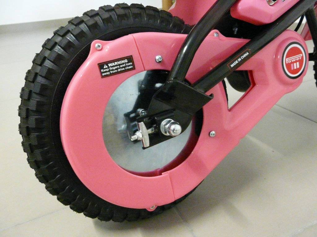 Moto electrica infantil Pekecars 24V 200W Rosa rueda motriz