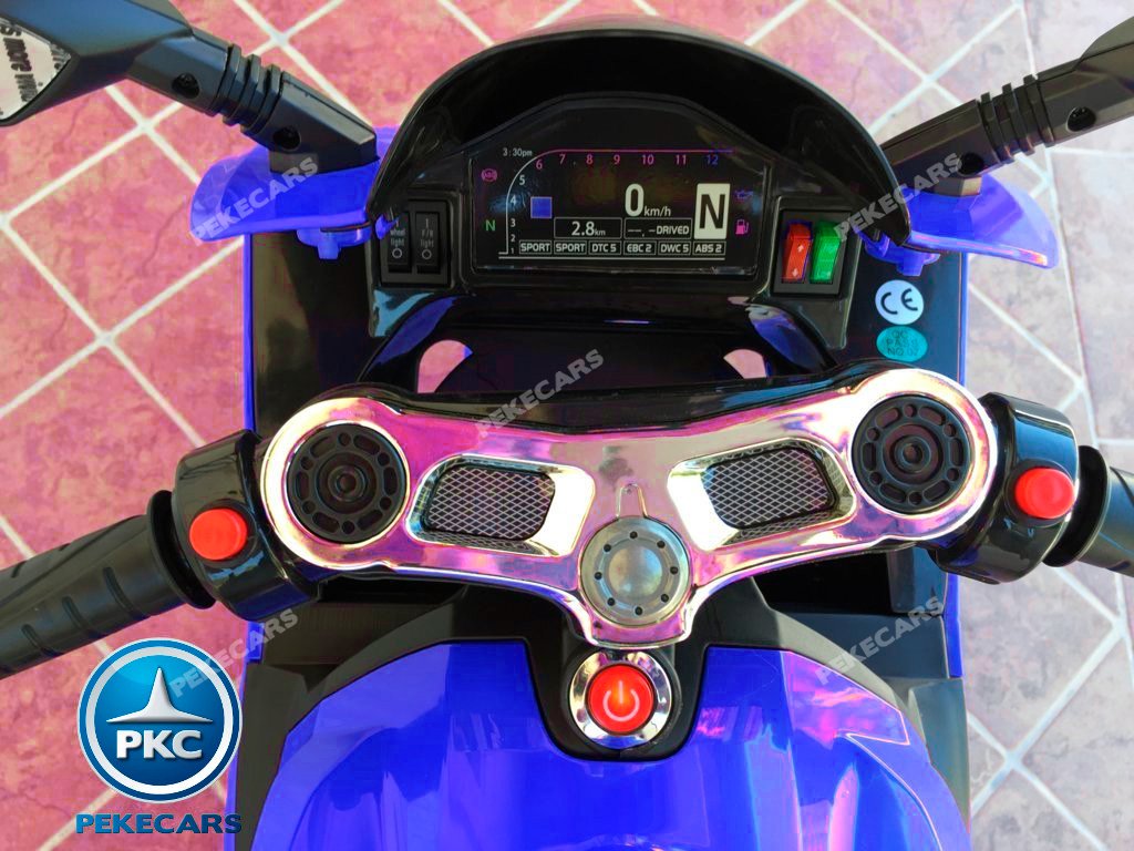 Moto electrica para niños Ducati Panigale Style Azul vista del manillar