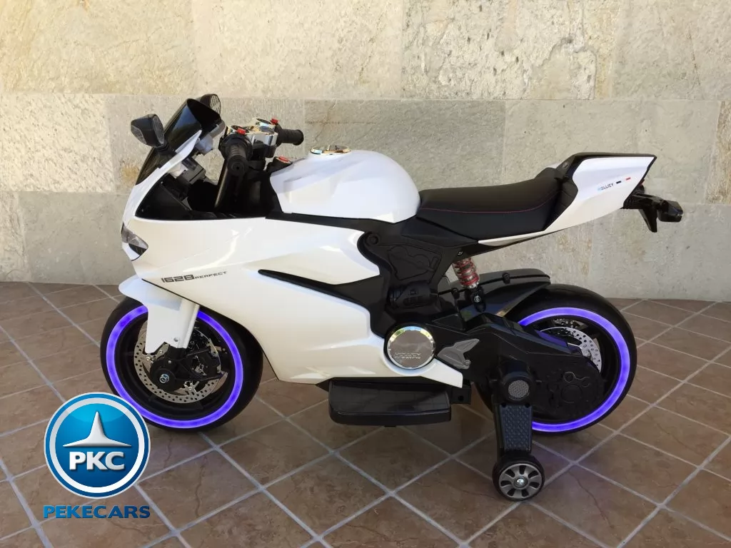 Moto electrica para niños Ducati Panigale Style Blanca lateral