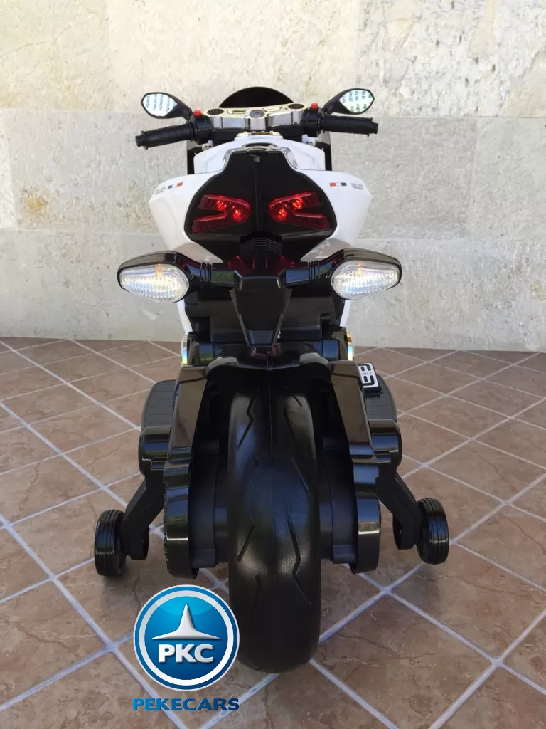 Moto electrica para niños Ducati Panigale Style Blanca trasera