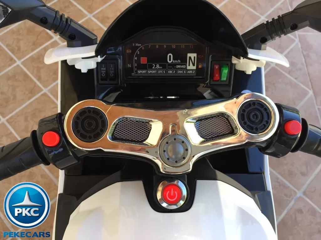 Moto electrica para niños Ducati Panigale Style Blanca manillar