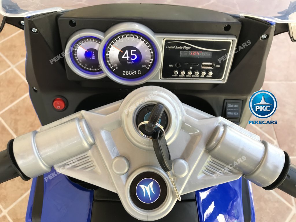 Moto electrica para niños BMW Style C 650 GT 12V Azul con llave de arranque