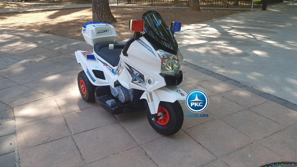 Moto electrica infantil de policia 12V Blanca