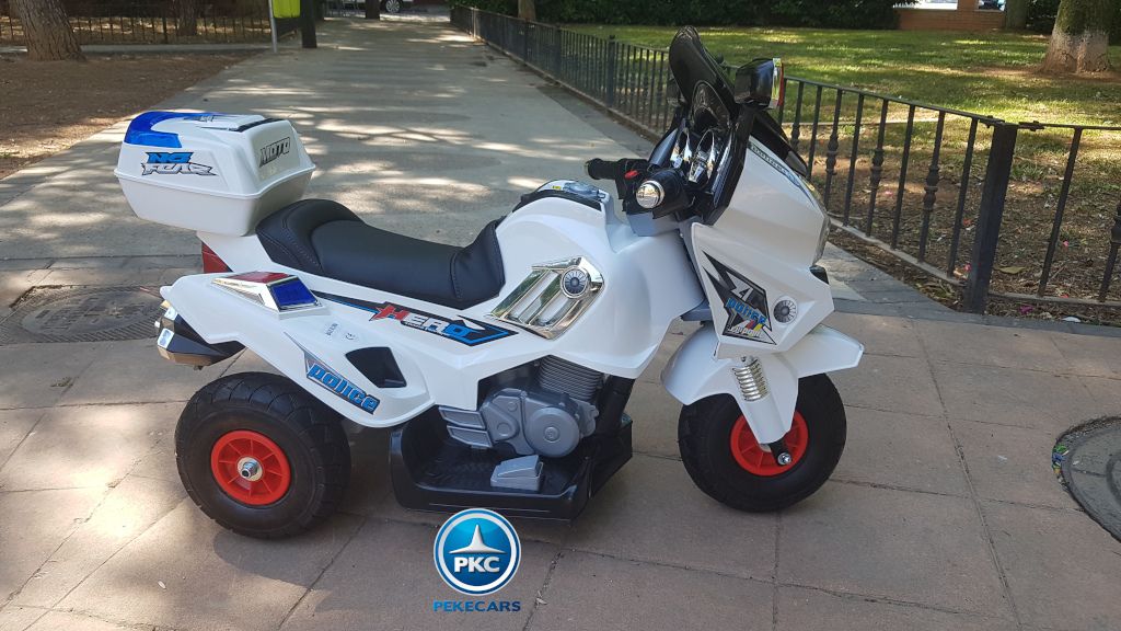 Moto electrica infantil de policia 12V Blanca