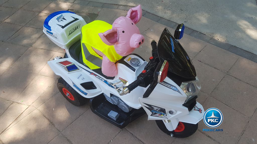 Moto electrica infantil de policia 12V Blanca