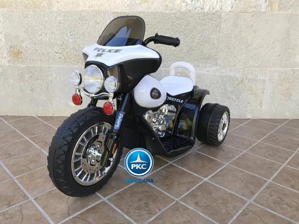 Trimoto electrica para niños de policia 6V Negra vista principal