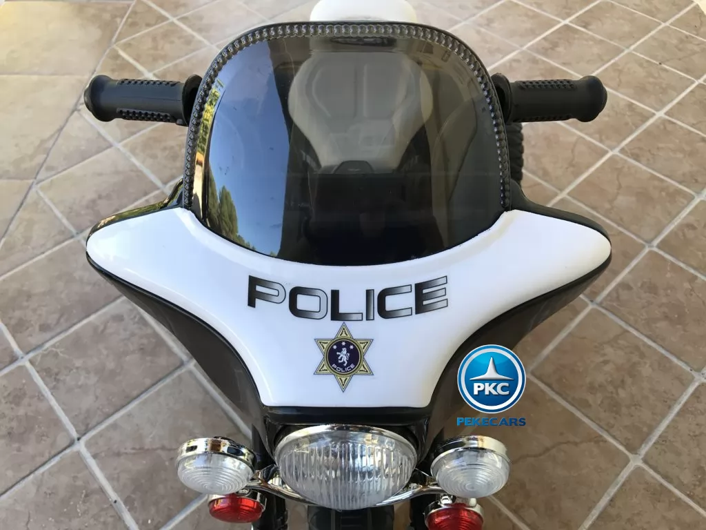 Trimoto electrica para niños de policia 6V Negra parabrisas