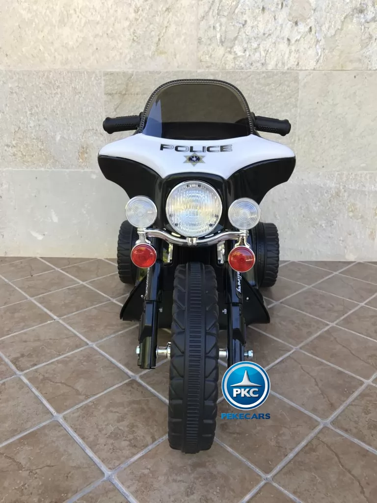 Trimoto electrica para niños de policia 6V Negra vista frontal