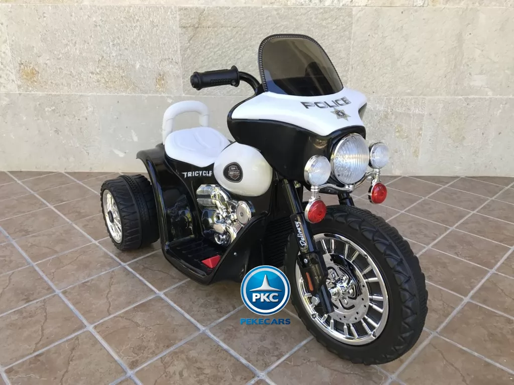 Trimoto electrica para niños de policia 6V Negra