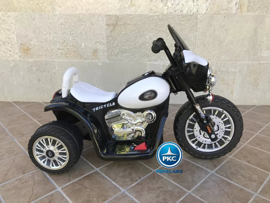 Trimoto electrica para niños de policia 6V Negra lateral