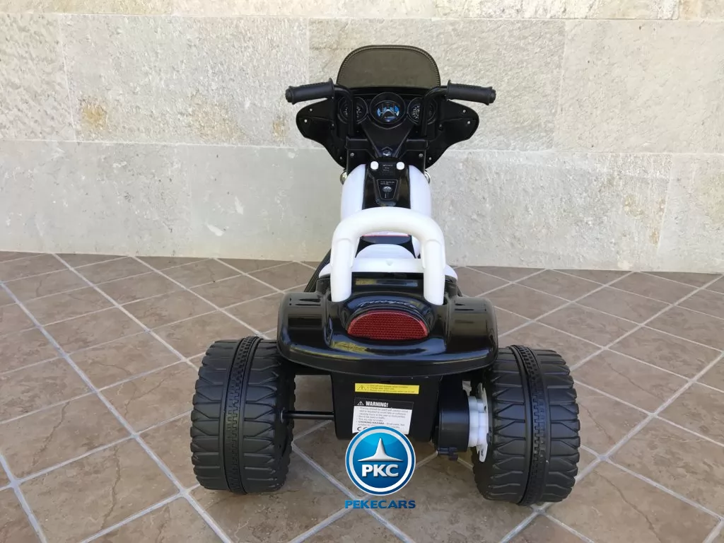 Trimoto electrica para niños de policia 6V Negra trasera