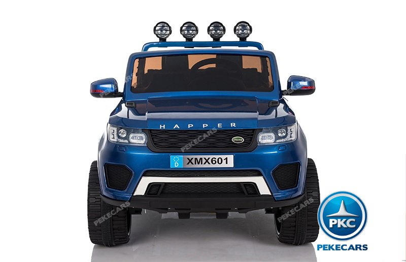 Coche electrico para niños Jeep Happer MP4 Azul Metalizado vista frontal