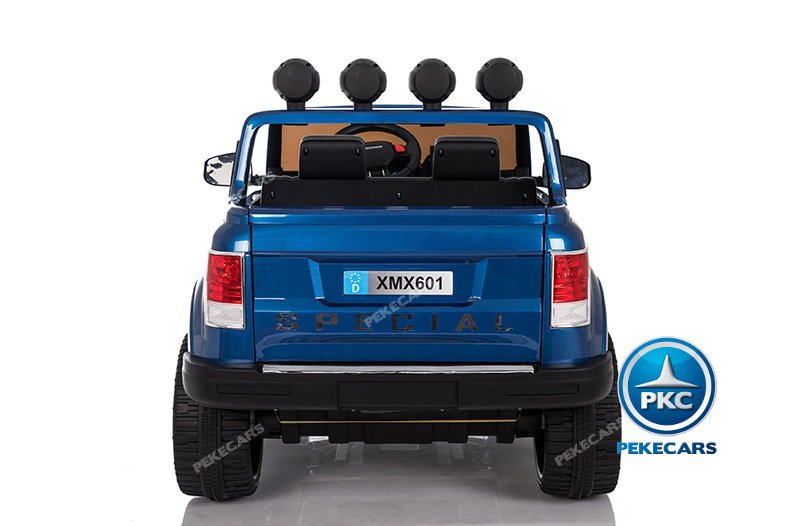 Coche electrico para niños Jeep Happer MP4 Azul Metalizado vista trasera