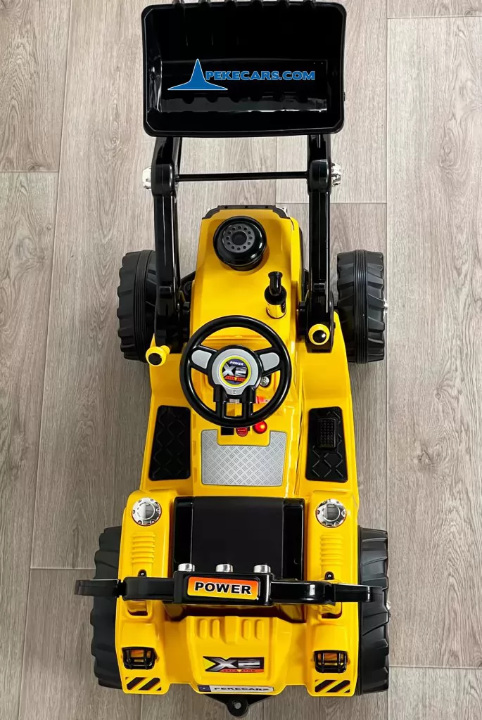 peketrac 1005 12v amarillo tractor electrico niños vista arriba detalle