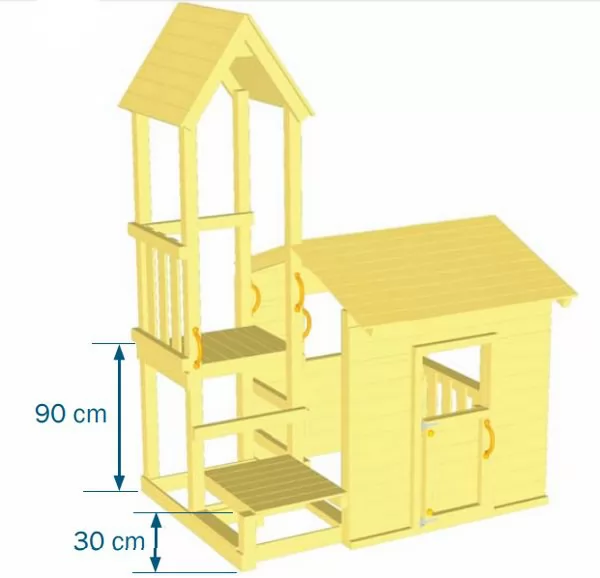 Parque infantil Lookout M con challenger - vista plano medidas plataformas