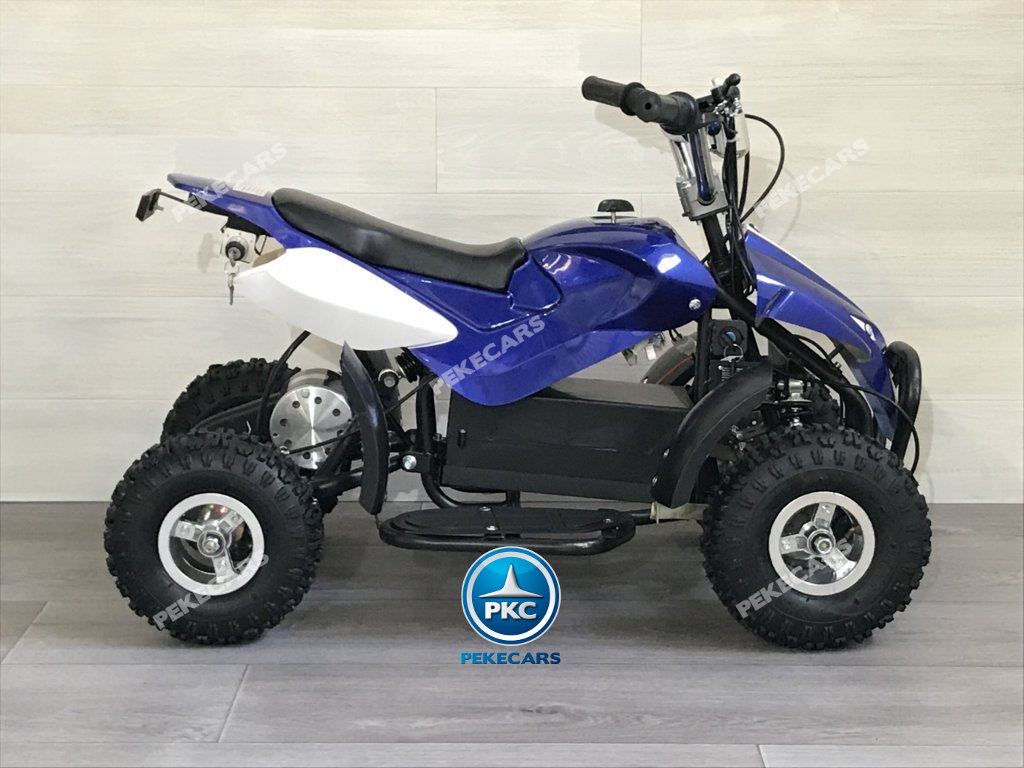 Quad eléctrico para niños mini atv 36V azul y blanco lateral