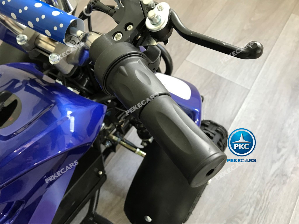 Quad eléctrico para niños mini atv 36V azul y blanco freno