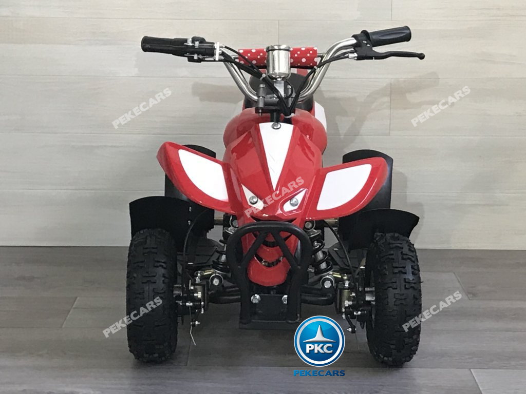 Quad eléctrico para niños mini atv 36V rojo y blanco vista frontal