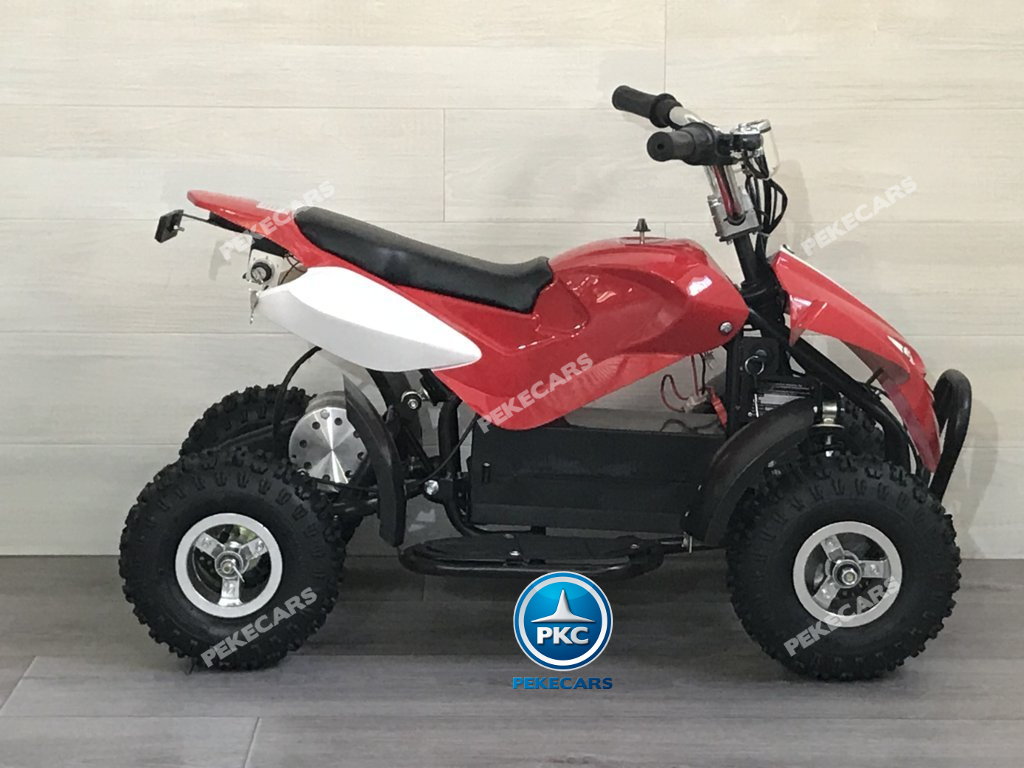 Quad eléctrico para niños mini atv 36V rojo y blanco lateral