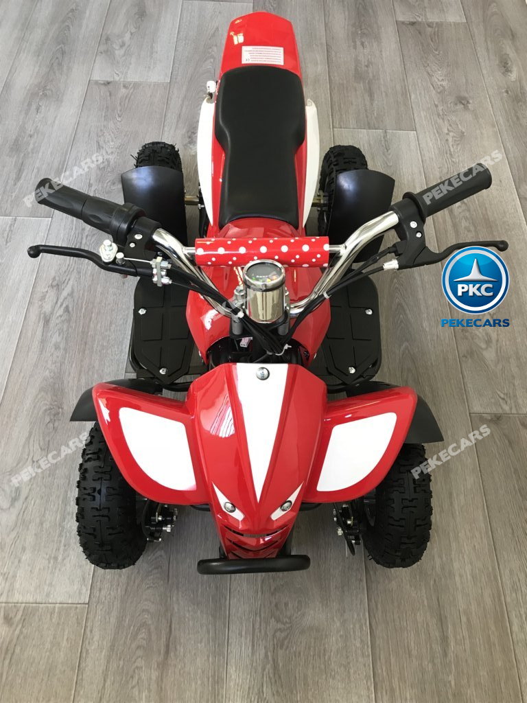 Quad eléctrico para niños mini atv 36V rojo y blanco visto desde arriba