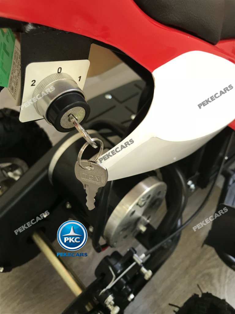 Quad eléctrico para niños mini atv 36V rojo y blanco bloqueo de velocidad con llave