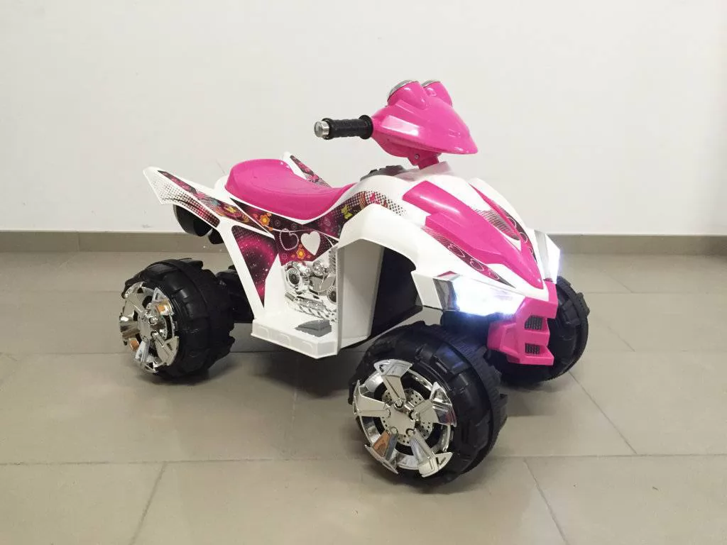 Quad eléctrico infantil Pekecars doble velocidad Rosa con doble motor