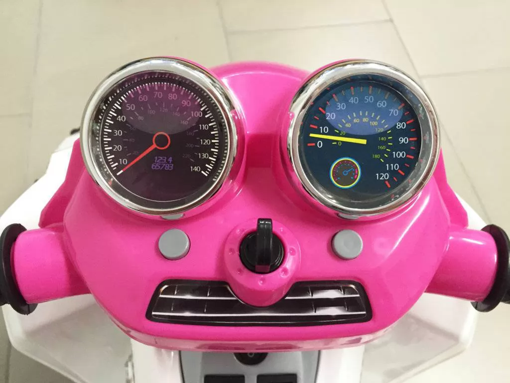 Quad eléctrico infantil Pekecars doble velocidad Rosa volante