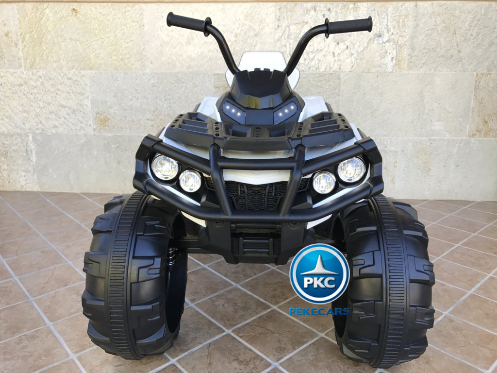 Quad Eléctrico Infantil Pekecars 906D Blanco vista frontal