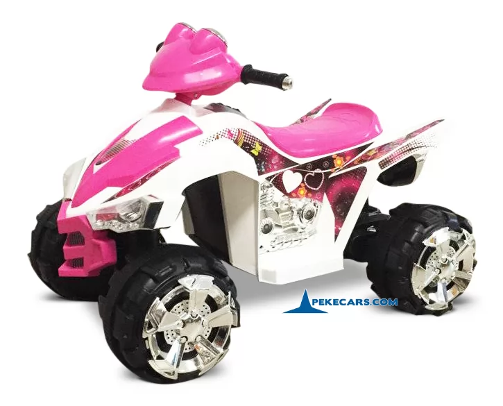 Quad eléctrico infantil Pekecars doble velocidad Rosa vista principal