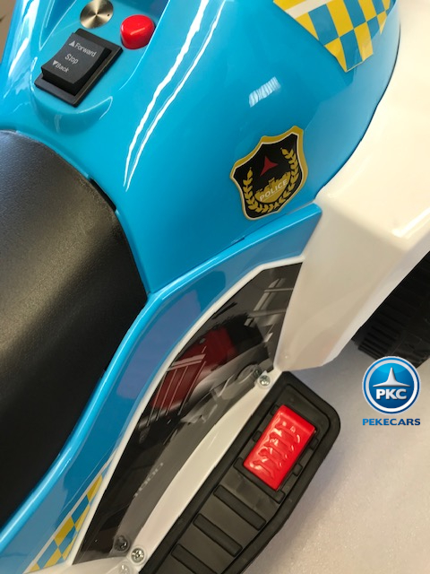 Quad electrico racing policia blanco pedal