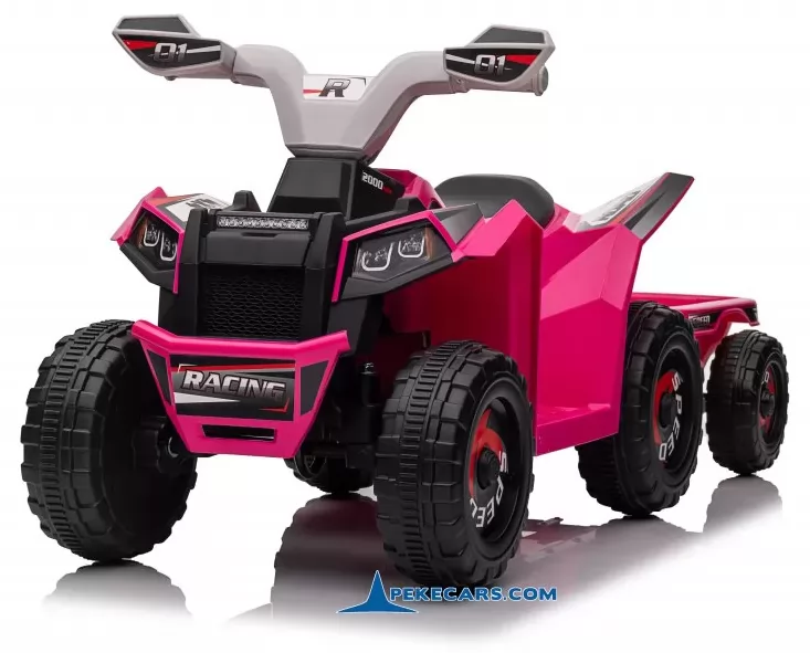 Quad Electrico Racing Speed 6V Rosa con Remolque
